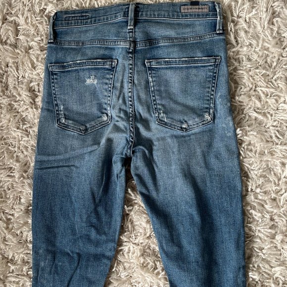 Citizens of Humanity High Rise Skinny Rocket Crop Blue Distressed Jeans Size 25 - Picture 4 of 6